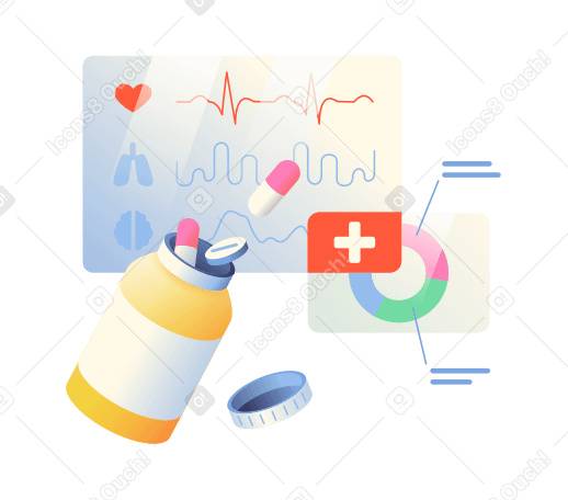 Medicines and medical indicators Illustration in PNG, SVG