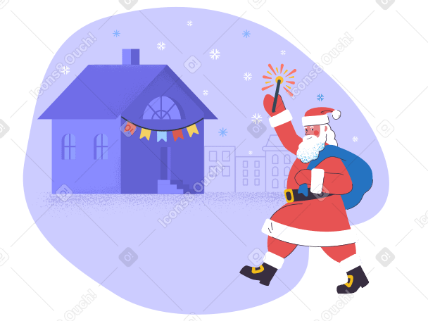 Santa on Christmas eve  Illustration in PNG, SVG