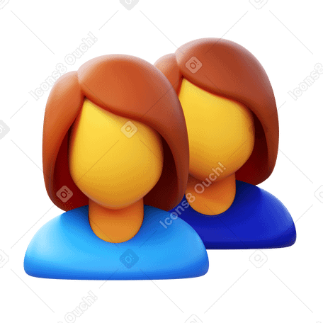 3D two women PNG, SVG