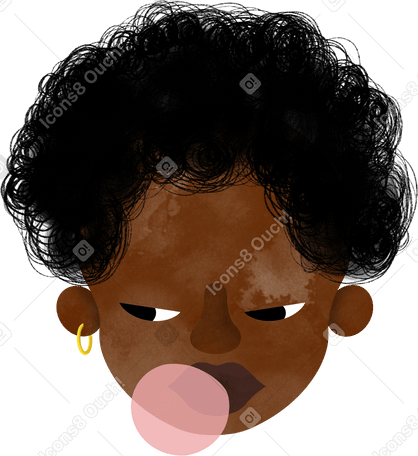 young woman blowing bubble gum PNG、SVG