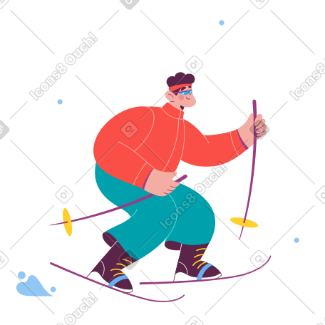 Athlete skiing in snowing weather PNG, SVG