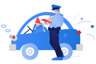 Police officer issuing a fine to a woman in a car PNG, SVG