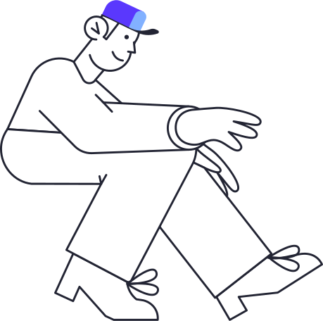 seated man in blue cap  Illustration in PNG, SVG