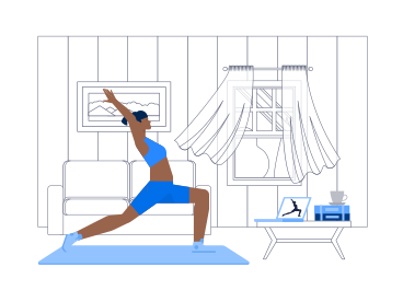 Woman doing at-home yoga workout with online classes PNG, SVG