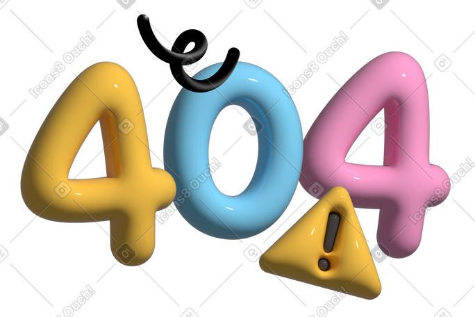 错误 404，页面未找到，3d 字母 PNG, SVG