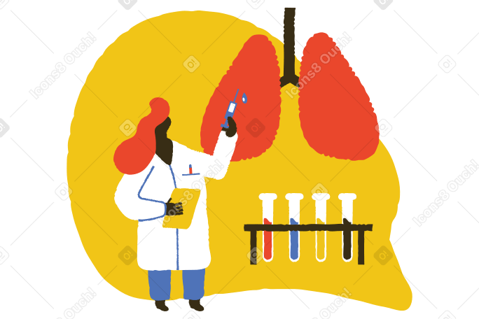 Doctor fight against pneumonia Illustration in PNG, SVG
