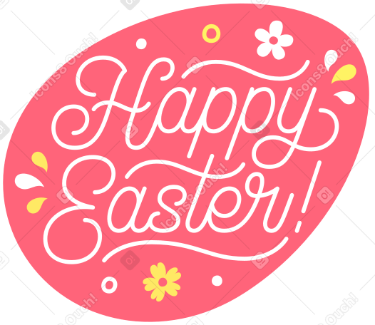 lettering happy easter! with flower and decorative Illustration in PNG, SVG