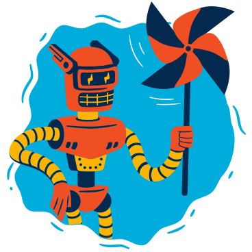 Robot charging by wind energy PNG, SVG