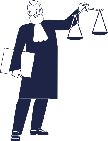 judge in robe with scales in his hand PNG, SVG