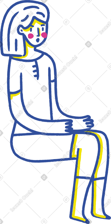 Sitting surprised girl PNG, SVG