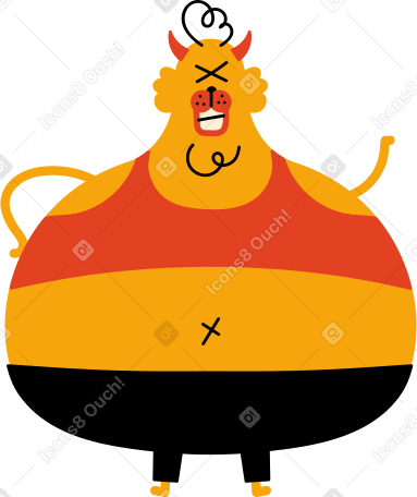 yellow one-eyed character with horns Illustration in PNG, SVG