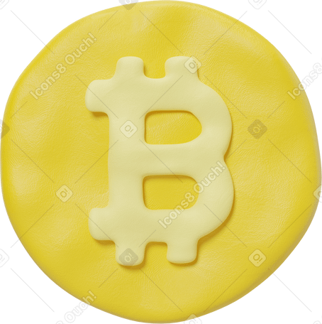 3D Yellow bitcoin icon PNG, SVG
