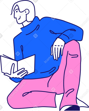 seated man with a book PNG, SVG