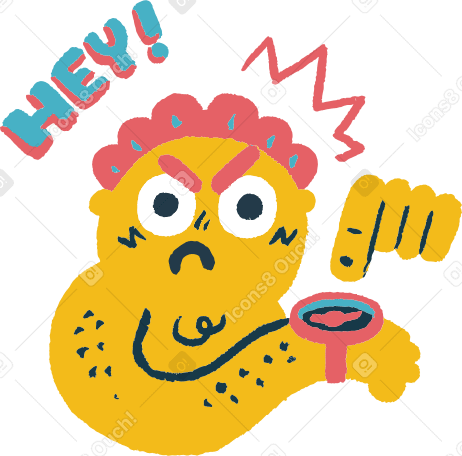 Angry man pointing at his wristwatch PNG, SVG
