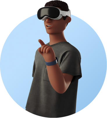 young man watching something in vr-glasses PNG, SVG