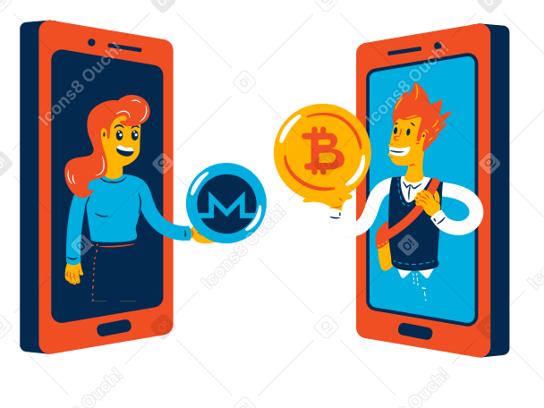 Crypto P2P Illustration in PNG, SVG