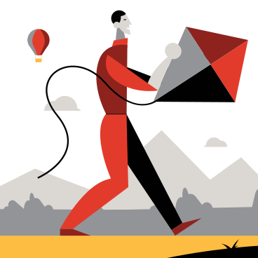 Man walking with a kite in hands PNG, SVG