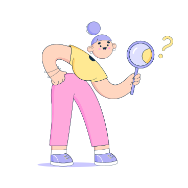 Illustrazione animata Cercatore di donna con lente d'ingrandimento in GIF, Lottie (JSON), AE