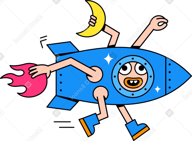 character in a rocket PNG, SVG