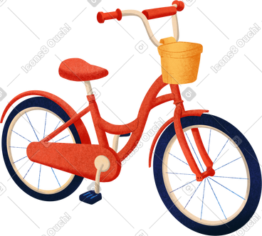 Red bicycle with a yellow basket PNG, SVG