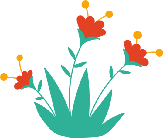 colorful flower with leaves on the grass Illustration in PNG, SVG
