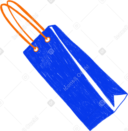 blue long bag with orange handles Illustration in PNG, SVG
