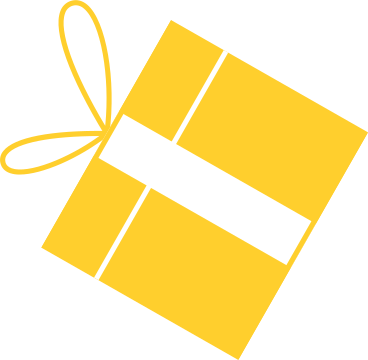 yellow gift with ribbon and bow PNG, SVG