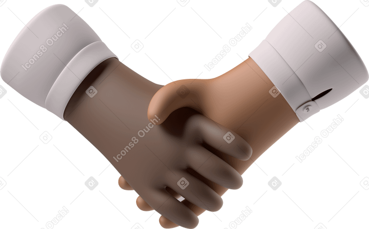 3D 黑皮肤和棕色皮肤手的握手 PNG, SVG