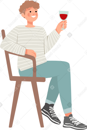 man holding a glass of wine Illustration in PNG, SVG