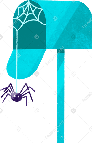 blue mailbox without letters with cobwebs and spider PNG, SVG