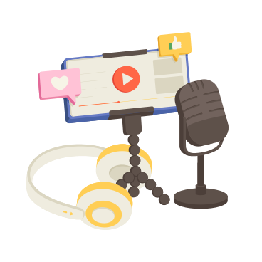 Recording podcast with mic and headphones  PNG, SVG