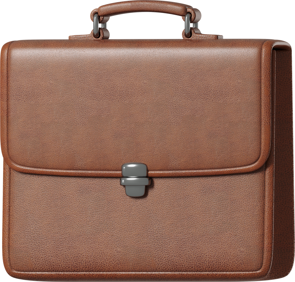 Brown leather briefcase Illustration in PNG, SVG