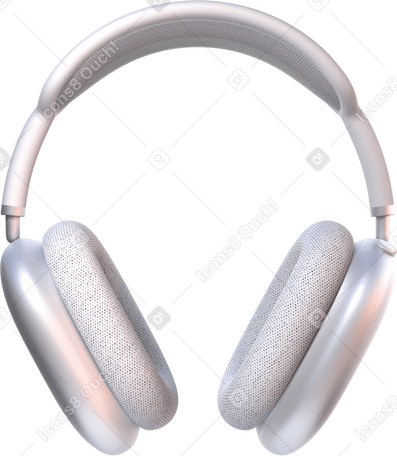 3D white headphones PNG, SVG