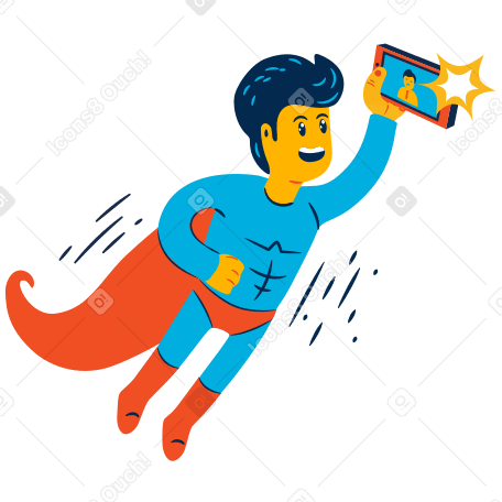 Superhero selfie Illustration in PNG, SVG