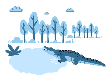 Crocodile or alligator on lake shore PNG, SVG