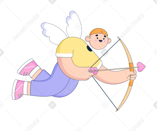 Cupid aiming his arrow of love PNG, SVG