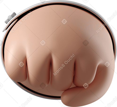 3D Vista frontal del puño de una mano de piel blanca PNG, SVG