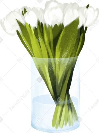vase of white peonies PNG, SVG