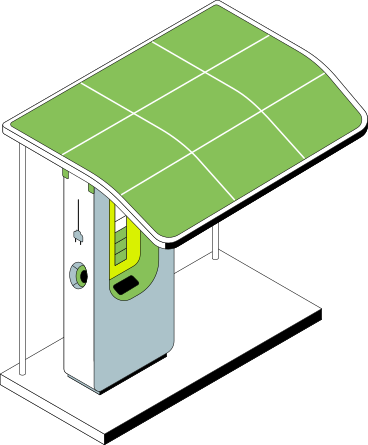 electric car charging station with solar panel PNG, SVG