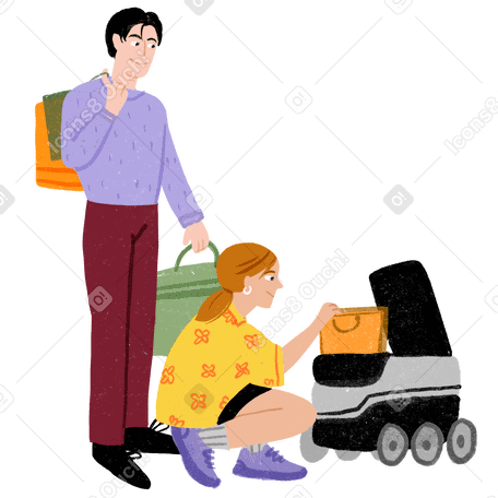 People picking up their delivery from a robot PNG, SVG