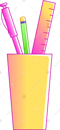 cup with stationery PNG, SVG