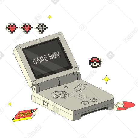 Ретро-консоль nintendo и чип покемона в PNG, SVG