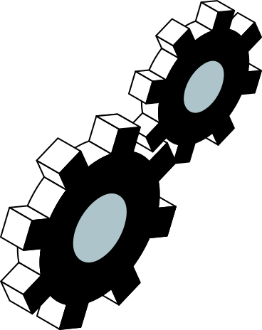 two gears animated illustration in GIF, Lottie (JSON), AE