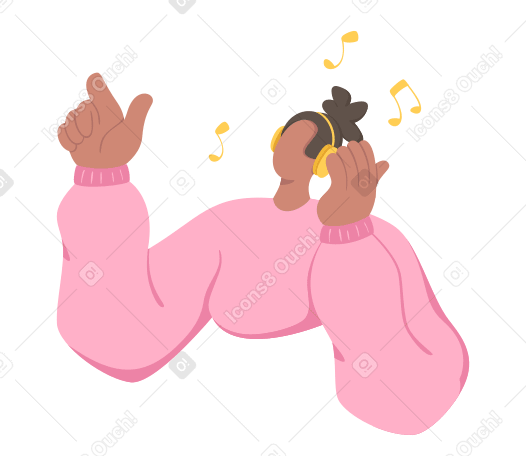 Teenage girl listening to music PNG, SVG