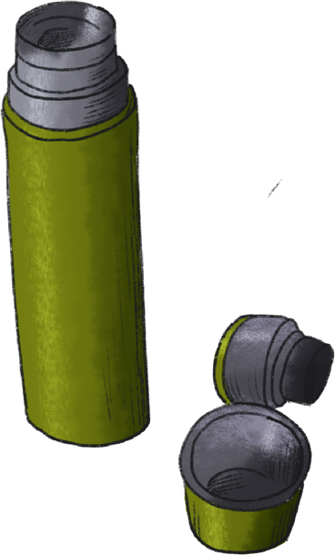 Green thermos flask opened в PNG, SVG