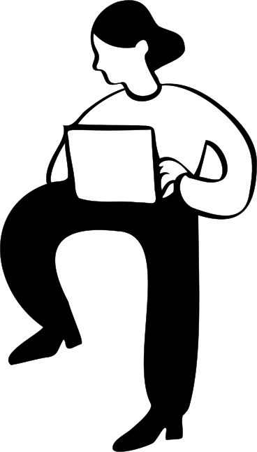 Persona sosteniendo una computadora portátil y parada sobre algo PNG, SVG