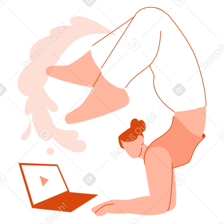 Женщина участвует в онлайн-классе йоги в PNG, SVG