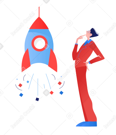 Empresario lanzando un cohete o una startup PNG, SVG