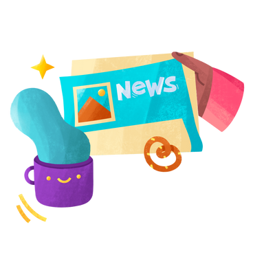 Morning news with a cup of coffee PNG, SVG