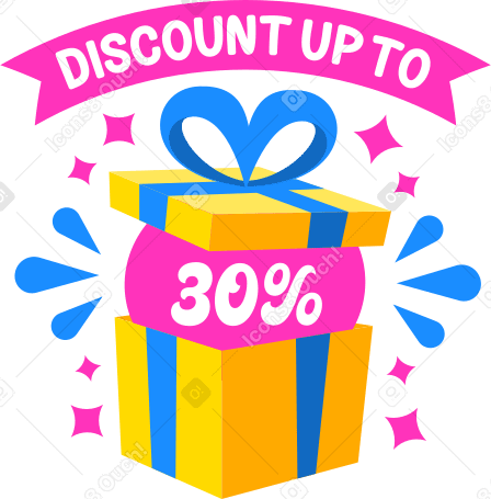lettering discount up to thirty percent gift Illustration in PNG, SVG